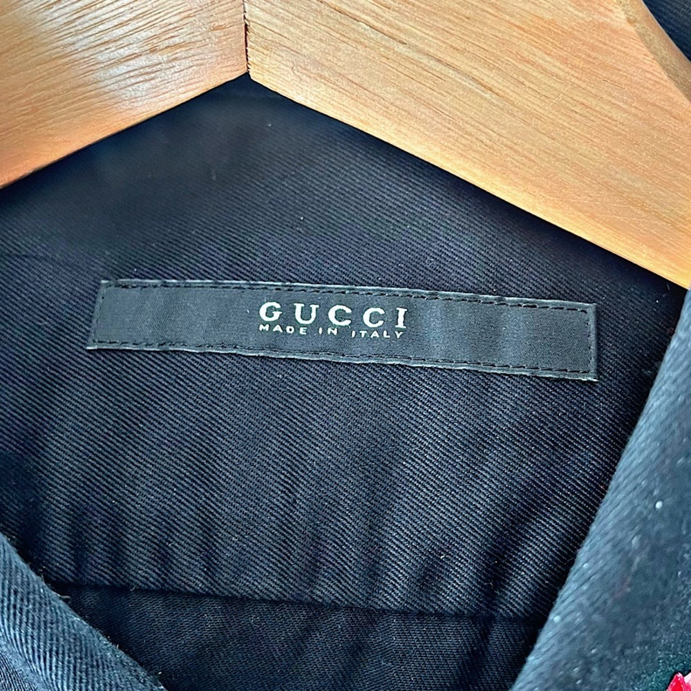 Authentic Gucci Tom Ford Black Star Studded Collar Military Epaulettes Shirt - Picture 9 of 13